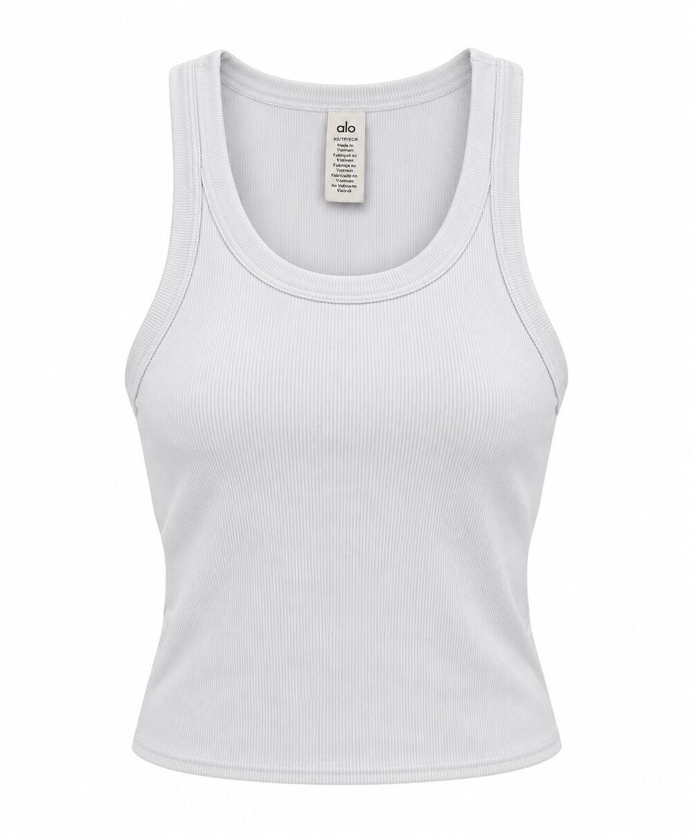 ALO Yoga Goddess Ribbed Tank Size XS White Racerback Layering